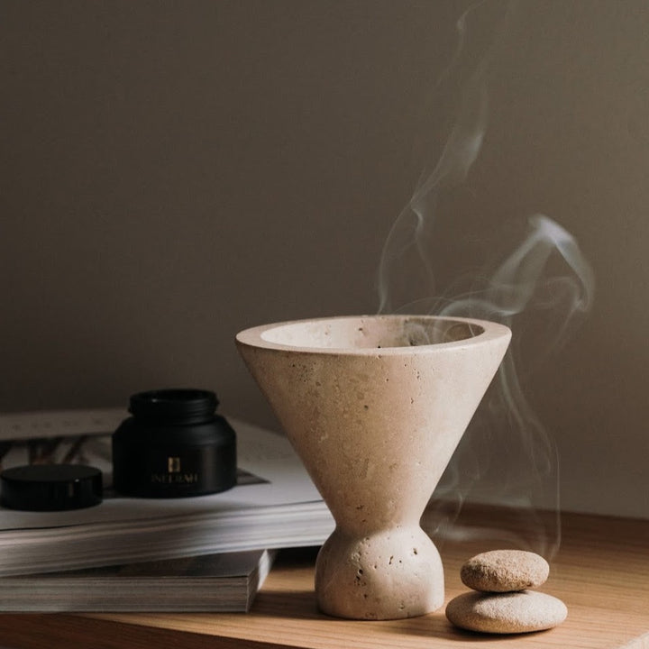 Niaa Travertine Incense Burner