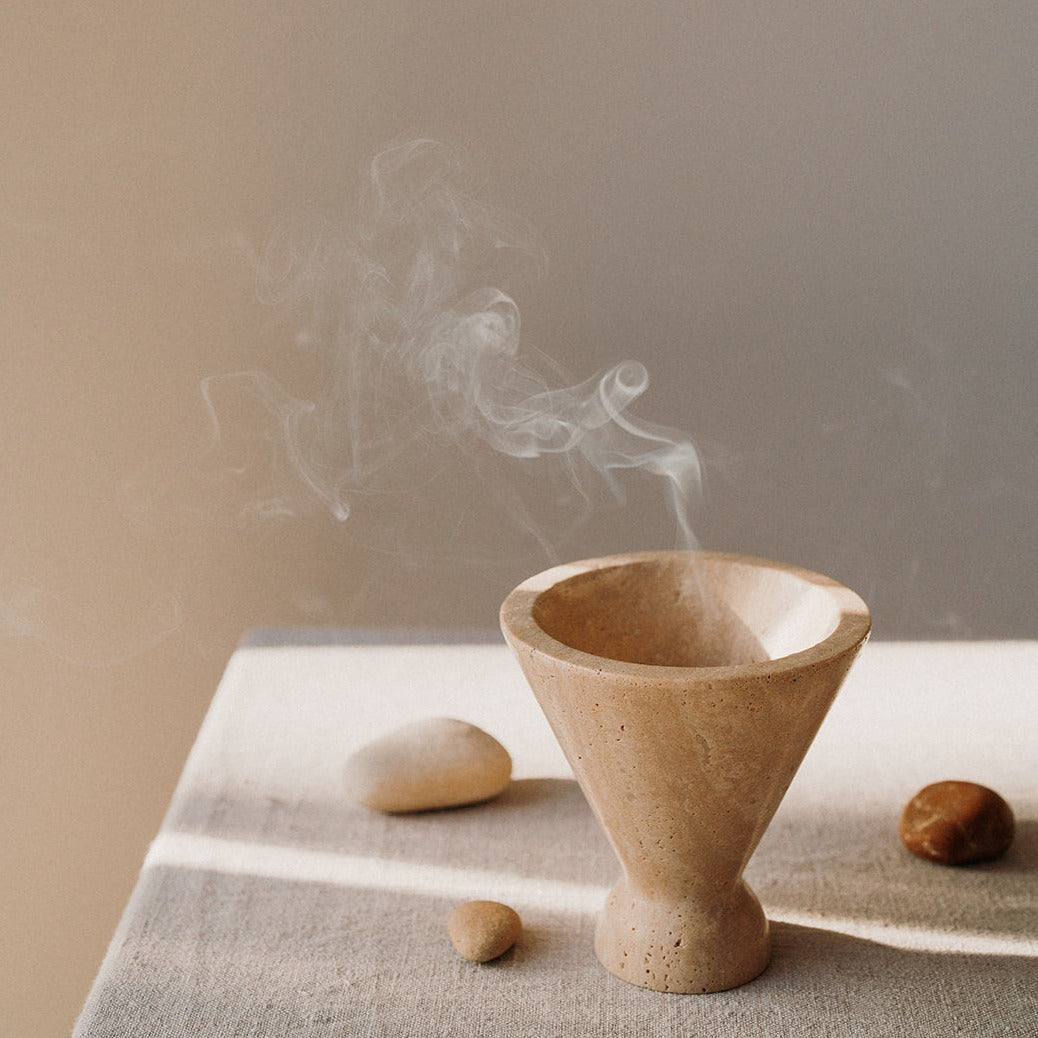 Niaa Travertine Stone Incense Burner