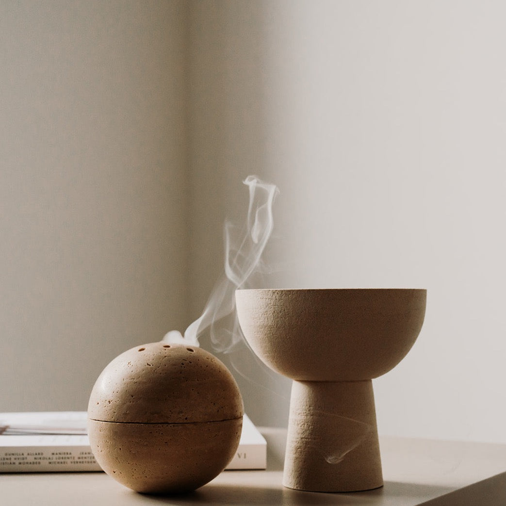travertine incense burner