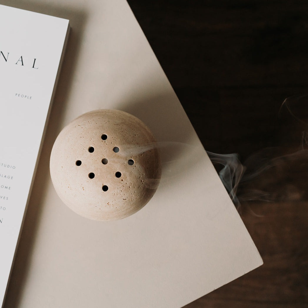 travertine incense burner