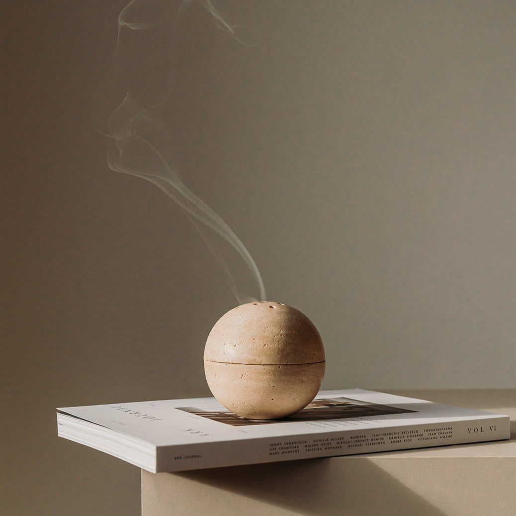 travertine incense burner